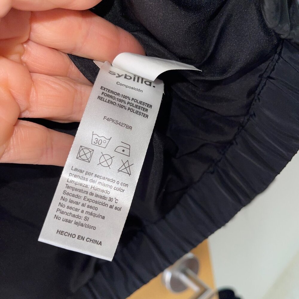Sybilla Womens  Jacket Size Small Black Color Block Puffer Pockets Full Zip - Picture 5 of 8